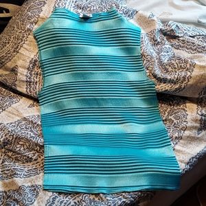 Shimmery aqua ribbed sleeveless tunic